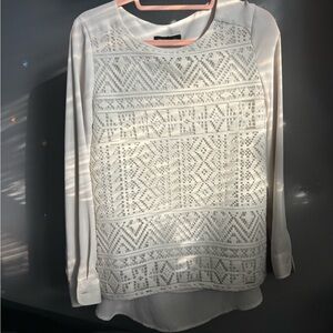 Banana Republic White Lace Front Blouse XS